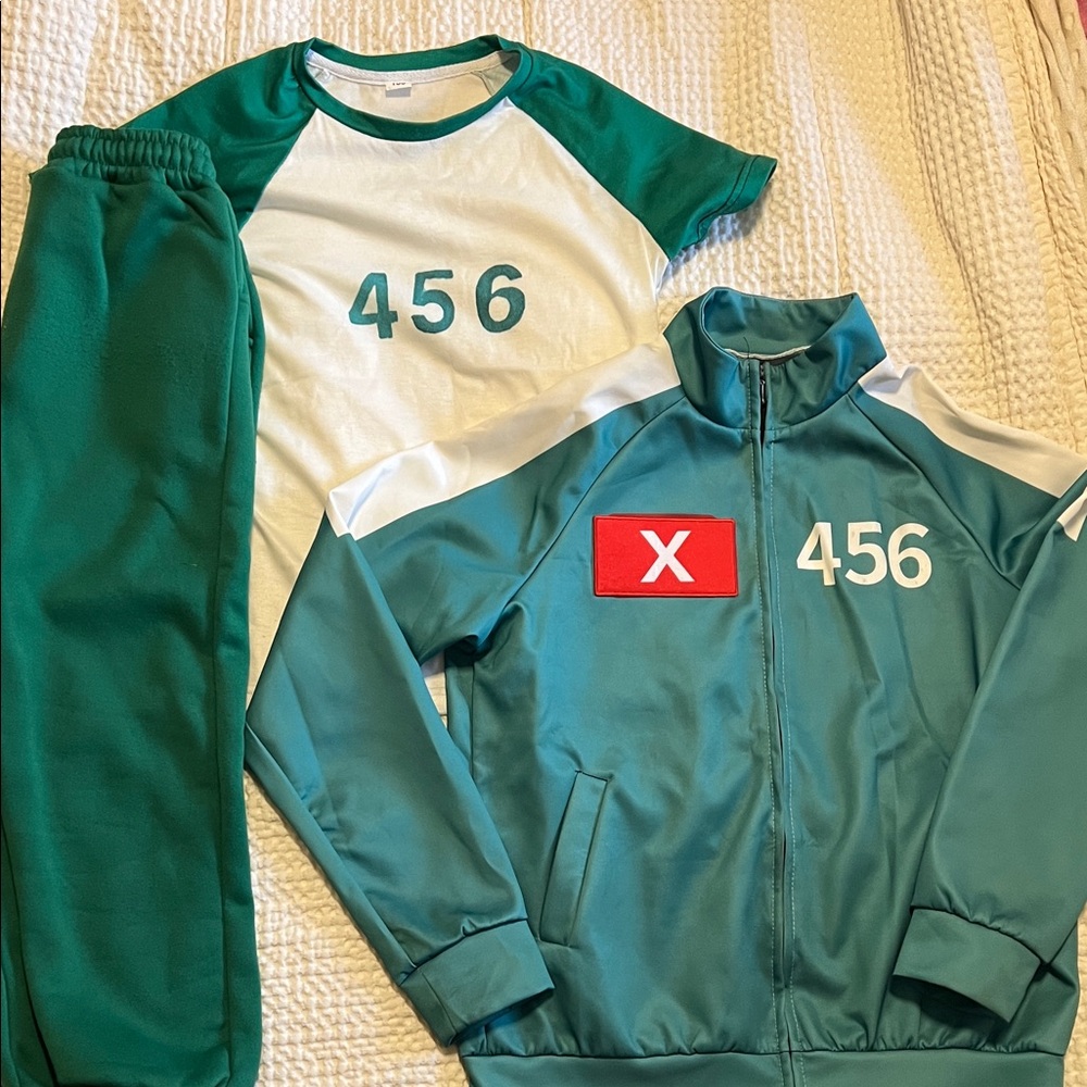 Green and White Numbered Tracksuit Set for Squid Games Costume